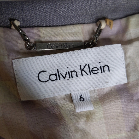 Calvin Klein Grey Grid Blazer Women’s Size 6 | Tailored Office Career Jacket - Picture 8 of 9